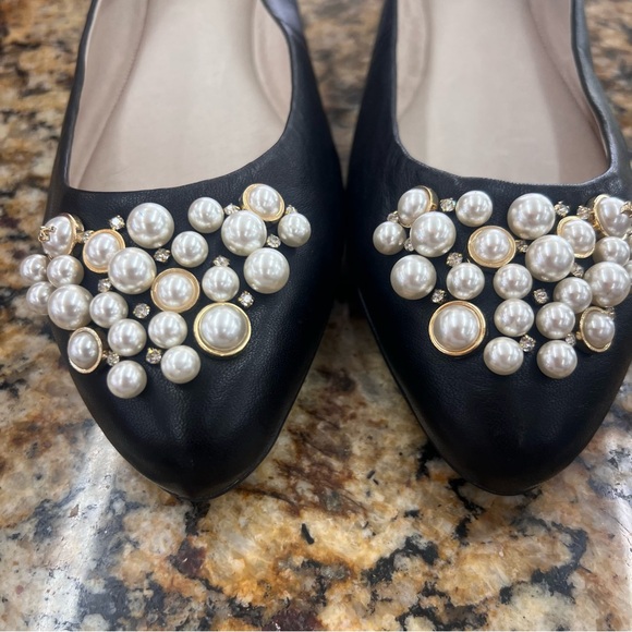 New Louise et Cie Women’s Arella Flat Size 10M Black Pearl Detail Rhinestone 40 - Picture 4 of 11